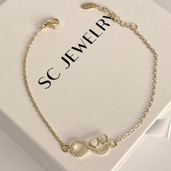 Infinity Heart Bracelet | 14K Gold Plated CZ Stone | Luxury Jewelry - Picture 7 of 12